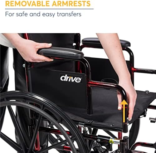 Drive Medical rtlreb18dda-sf rebelde cadeira de rodas leves com apoio de pé balançante, vermelho