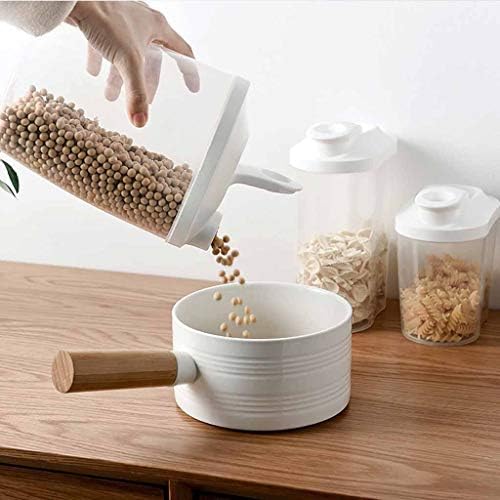 Llryn Plastic Cereal Dispenser Storage Box de cozinha de cozinha recipiente de arroz de arroz de armazenamento agradável ferramenta portátil de 1500ml /1000ml branca