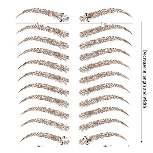 ARESVNS TATOOBOLAÇÃO 66 pares, sobrancelhas falsas marrons avermelhadas tatuagem, 6 folhas de sobrancelha, sobrancelhas 4D Tattoo