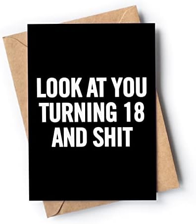 Cartão engraçado de 18 anos para homens ou mulheres com envelope | Cartão de piada para alguém que completa 18 anos | Idéia atual e única para filho, filha.