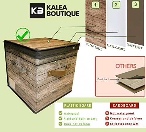 Kaleaboutique kb cubo colapsível caixas de armazenamento de uso múltiplo com tampas, pano dobrável e decoração de decoração