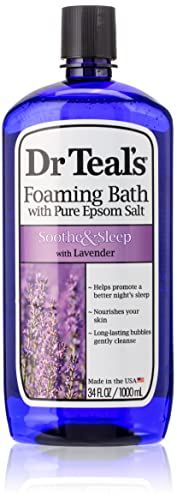 O banho de espuma do Dr. Teal com sal puro epsom, acalma e dormir com lavanda, 34 onças