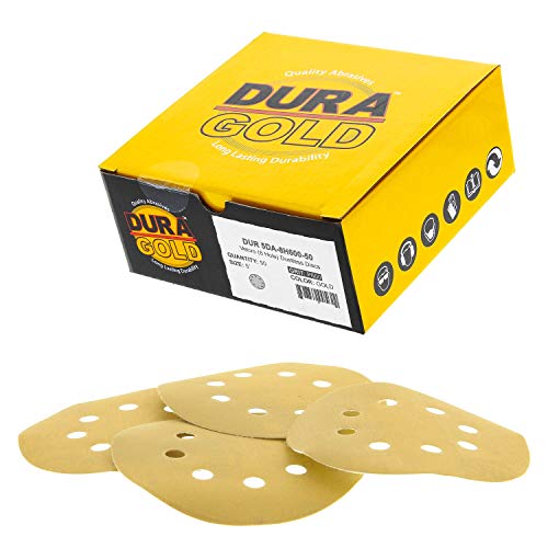 DURA-GOLD 600 Grit 5 Discos de lixa, padrão de 8 orifícios e almofadas de interface de densidade suave