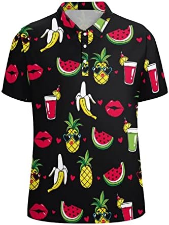 Moda Patches Pineapple Lips Cocktail Cocktail Watermelon Men's Golf Polo-Shirts