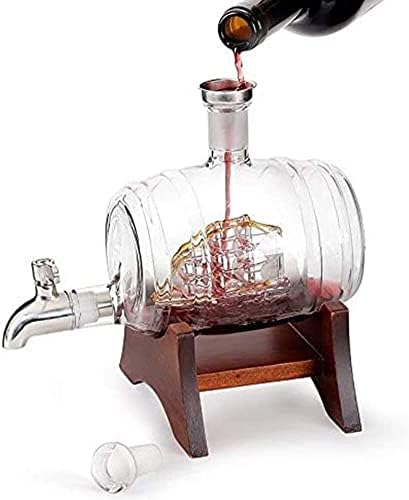 Decantador de uísque de barril de decantador de uísque Brewix com navio, dispensador de licor de 1000 ml, presentes