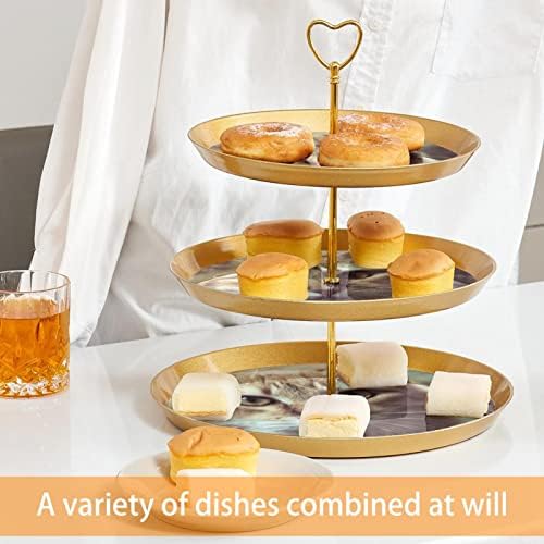 Conjunto de bolo de 3 cupcake de 3 camadas Stands reutilizáveis ​​prato de pastelaria para decorações de festas de