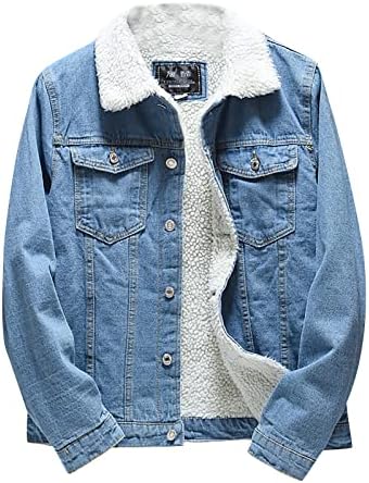 Jaquetas de moda SJWCLYS para homens, jacket jeans de inverno masculino Windbreaker Trucker Wool Mens jaquetas