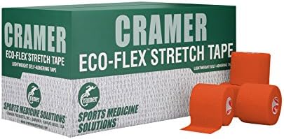 Fita esticada de auto-filtro eco-flexível Cramer, fita coesa, fita esportiva elástica flexível, suprimentos de treinamento atlético, embrulho de bandagem automático e fácil de lágrimas, estojos a granel, rolos de 6 jardas, fita de compressão