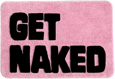 Obtenha um tapete de banho nu, um cenário de banho rosa fofo rosa corredores não deslizantes Decoração de banheiro durável
