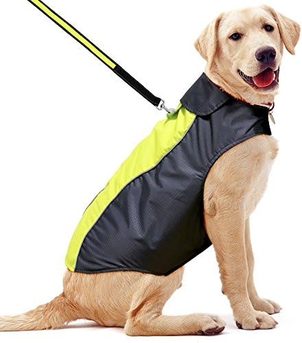 Ezer à prova d'água de cão reflexivo capa de chuva - lã de lã macio forro de cães ao ar livre jaqueta de chuva, poncho de