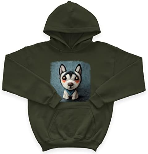 Lã Felt Husky Kids 'Sponge Fleece Hoodie - Capuz para crianças com estampa de cachorro - Hoodie husky siberiano para