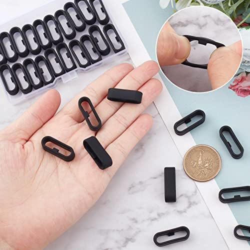 Gorgecraft 1 Box 30pcs Substituição de silicone relógio de relógio Banda Retentador de faixa Strap loops 20mm anéis de fixador anéis compatíveis com conector de silicone anéis de segurança loops para acessórios de cinta smartwatch