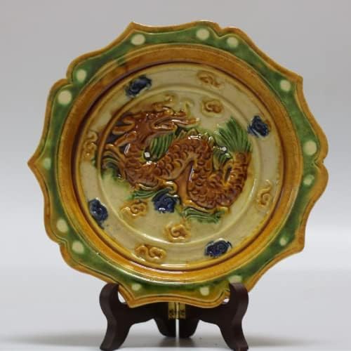 18 cm de porcelana placa tang tri-color sala de estar decoração de decoração pura coleção