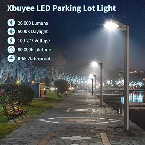 XBUYEE 200W LED LEITO DE ESTACIONAL LUZ COM ARMAÇÃO AO ALA FOTOCELL, LUZES DE SHOEBOLA DE ARTIBO COMERCIAL DIMMÁVEL COMBLETO COMBLEIRO