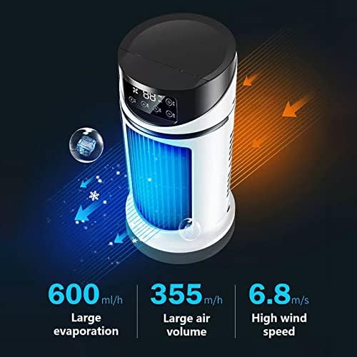 Air condicionado portátil, refrigerador de ar evaporativo com timer e RGB Color Night Light, 3 speeds Speeds Fan de umidificador de