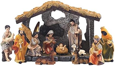 1PCS Natividade definida com figuras, Natividade estável Sagrado Santo, inclui a Sagrada Família, três reis, pastor, boi e ovelha,