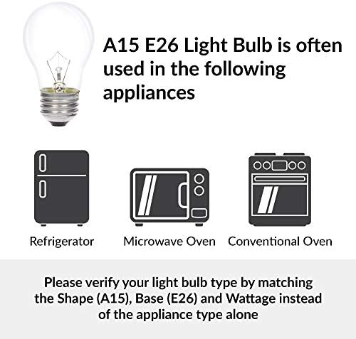 Lâmpada do aparelho de iluminação Simba A15 25w Mini-padrão incandescente com base de parafuso médio padrão e26 para refrigeradores,