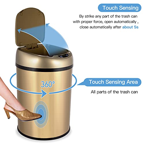 Conimpo 3,5 galões de lixo automático sem toque lata, lixo do sensor de movimento infravermelho em aço inoxidável pode