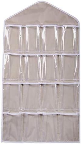 Suporte de armazenamento queenbox pendurado com 16 bolsos claros, bolsa organizadora de armário para meias de sutiã de meias de roupas íntimas, cinza