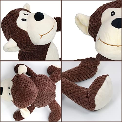 Lokyingbaby Monkey Plush Dog Toy com brinquedos de mastigar animais estridentes para cães pequenos, médios e grandes, brinquedos