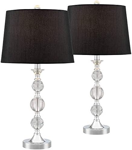 Regency Hill Gustavo Modern Glam Table Lamps 25,5 Conjunto alto de 2 com tampo tampo tampo tampo prateado Crystal Black