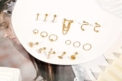 LEOCUCI CARTILAGE BREATO DE TRAGUS PEROGUS jóias para mulheres Aço inoxidável Brincos de hélice Gold Daith Piercing Jóias
