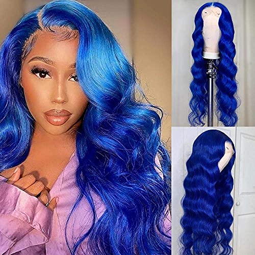 Lace dianteira azul peruca azul sintético Wig Body Wave Wigs Blue For Women Blue Wig Darra