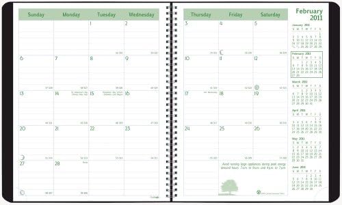 Brownline 2011 Ecologix Monthly Planner, 14 meses, Twin-Wire, Black, 11 x 8,5 polegadas