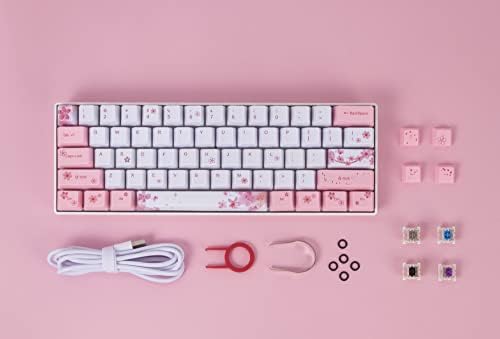 ZMX Blossom Blossom Pink Gaming Mechanical Gaming Wired Teclado, 61 Keys Mini Otensu （Gaote） Hot Swappable Heat Heat