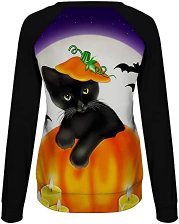 Navy Juniors Boat pescoço Camisole Holiday Halloween Brunch Tops Camisole Manga Longa Pumpkin Moon Cat Kawaii Camisole Ae