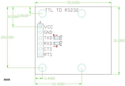 Noyito TTL para RS232 Módulo TTL RS232 Módulo Mútuo Mútuo Male Múrios Módulo Série Conversão de Nível Série em SP232 A porta