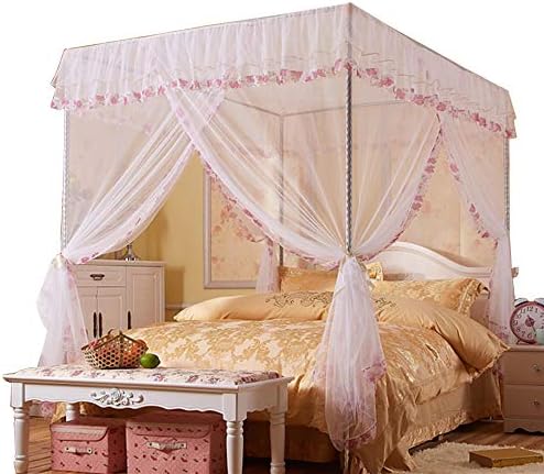 Cortinas de cama de dossel JQWUP Full - 4 canto de canto para camas, dossel de cama para meninas adultos, decoração