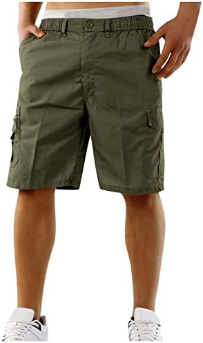 Masculino, shorts, carga casual masculina de cintura elástica curta clássica relaxada ajuste shorts de carga de vários bolsos externos