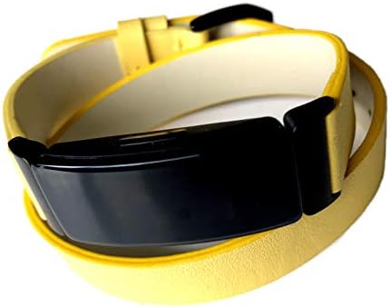 Nickston Yellow Double Wrap Leather Band compatível com Fitbit Inspire e Inspire Fitness Tracker de Fitness duas