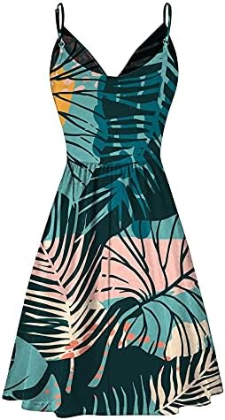 Vestidos de pulseira de espaguete para mulheres 2023 Vestido de verão casual Vestido de verão Floral Flowy Flowy Boho Midi Beach Dress
