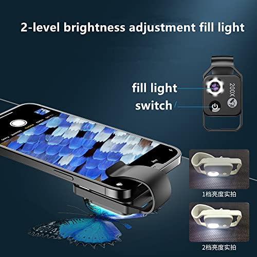 HD 200X Microscópio Lens com LED de LED móvel CPL FIT Todos os smartphones