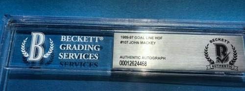 John Mackey assinou o cartão de arte da linha de gol 107 Beckett Bas com Inscrição HOF - Cartões de futebol autografados da NFL