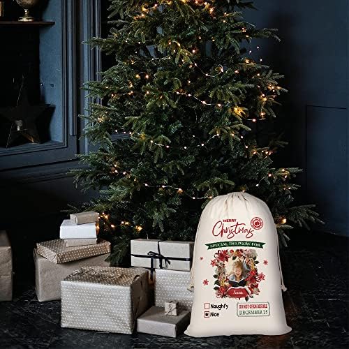 Bageyou Cachor Personalizado Papai Noel Sacks Bola de Papai Noel, alemã fofa para presente de Natal com linho de algodão 19.5