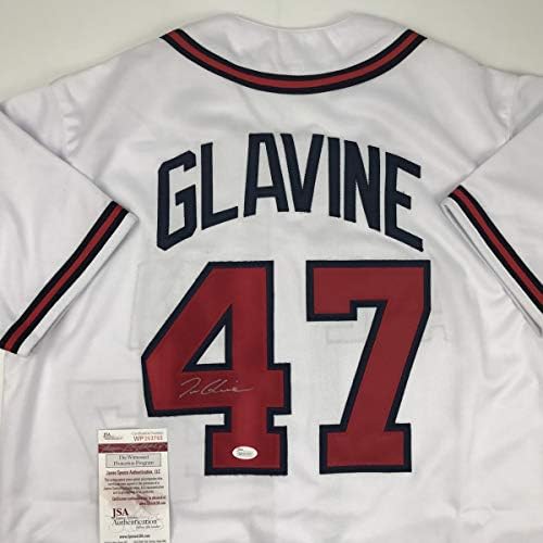 Autografado/assinado Tom Glavine Atlanta White Baseball Jersey JSA COA