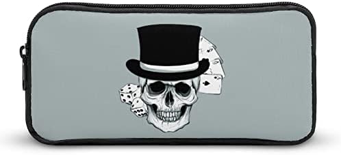 Skull poker lápis case saco bolsa de bolsa fofa portador de caneta organizador de maquiagem de caixa