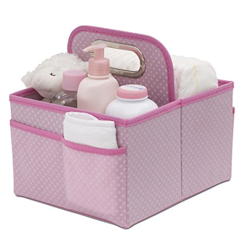 Caddy portátil para crianças delta - caixa de armazenamento leve essencial com vários compartimentos - Solução de armazenamento/organização fácil, quase rosa