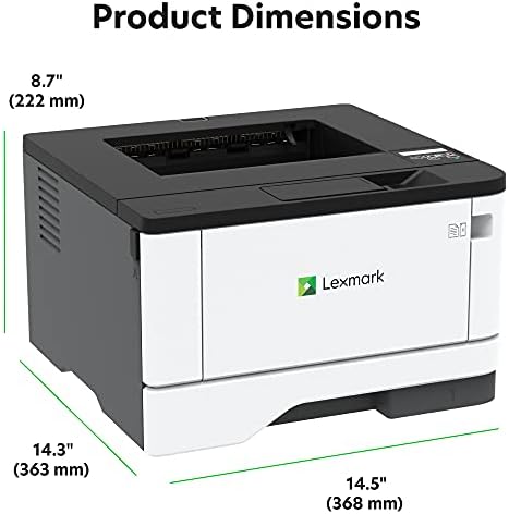 Lexmark B3340DW Impressora a laser preta e branca, sem fio, amigável para dispositivos móveis com impressão Ethernet e de dois lados automáticos, impressora de escritório