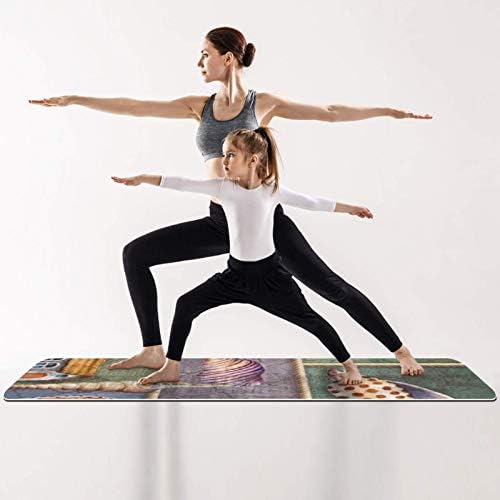 Farol do farol e padrão de concha de grossa Exercício e fitness 1/4 de tapete de ioga para pilates de ioga e exercício de fitness
