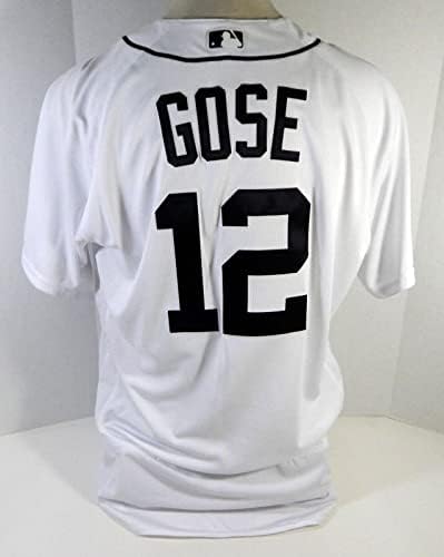 2017 Detroit Tigers Anthony Gose 12 Jogo emitiu White Jersey Sr. I Patch 45 - Jogo Usado MLB Jerseys