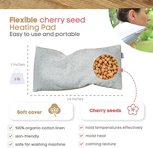 Móia de aquecimento de microondas Nestani para alívio da dor - Pacote de calor reutilizável de sementes de cereja - Miclocos,