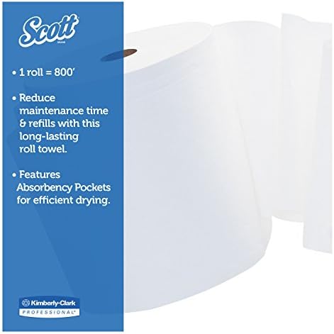 Scott 01040 toalhas de rolagem dura, núcleo de 1,5 polegadas, 8 x 800 pés, branco, 12 rolos/caixa