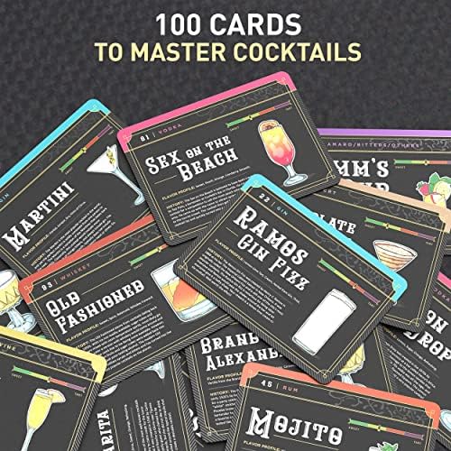 Cartões de coquetel: 100 receitas de coquetéis para dominar coquetéis na forma de flashcard de barman com instruções de coquetel