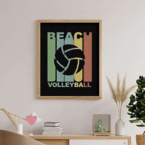 Vintage Beach Volleyball Graphic Diamond Painting Kit Fotos de arte Diy Full Drill Acessórios para casa adultos Presente para decoração de parede em casa 16 x20