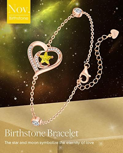 LOUISA Lua secreta e pulseiras de birthstone estrela para mulheres, pulseira de prata esterlina S925, jóias do dia do dia do dia