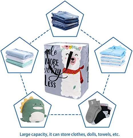 Cesto de lavanderia independente personalizada com alça de alpina citação de animal